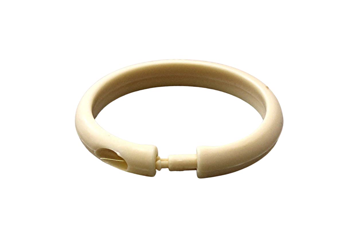 2 Pack 24 Piece Plastic Basic Locking Oval Hook Easy Gliding Shower Curtain Rings (Beige)