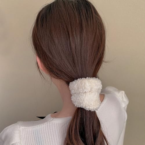 3PCS Autumn-winter Women's Scrunchie, Fluffy Cloth Headband, Warm, Beige Hair Accessories