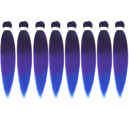 Purple Blue Braiding Hair Pre stretched Easy Using Hair Extension 26inch 8 Packs