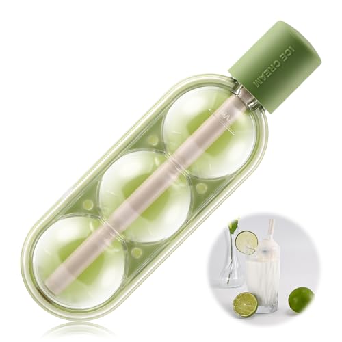 Ice pops mold, 3-ball silicone ice pop molds, reusable easy-release ice pop maker (green)