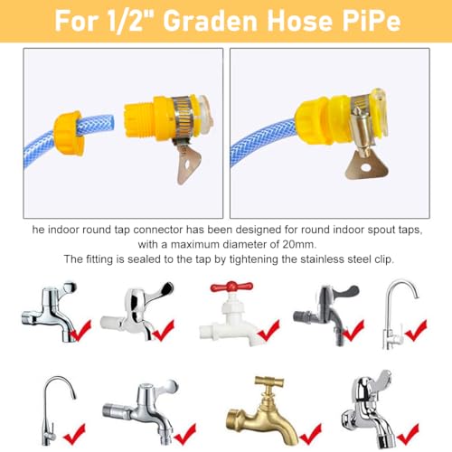 Image of HASTHIP Universal Water Tap Connector, 4 /6 Point Faucet Connecto, ABS Tap Adapter - Anti Leakage Faucet Connector - Tap Connector for Water Pipe - Quick Release Faucet Connector for Water Faucet