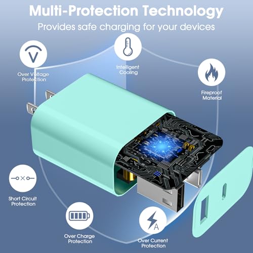 iPhone 17/16/15 Pro/Pro Max Charger, Dual Port USB-C Wall Charger with PD 40W & QC 20W Fast Charging, 10FT USB-C Cable for iPhone, iPad Pro, MacBook M1/M2/M3, Android (Green, 10 FT) - image 6