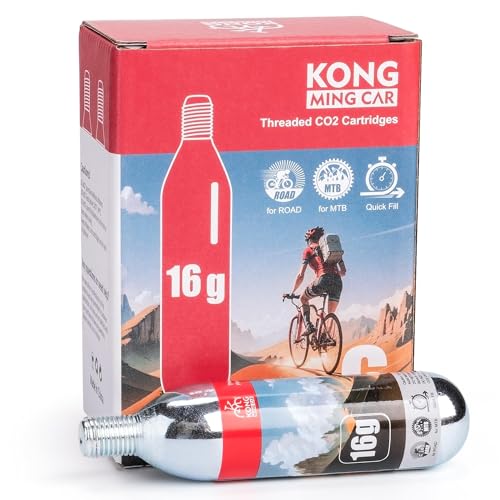 KONG MING CAR Cartuchos de CO2 con Rosca, 16 g/25 g, Cartuchos de CO2 con conexión roscada para Todos los neumáticos de Bicicleta de CO2 (16G-6PCS)