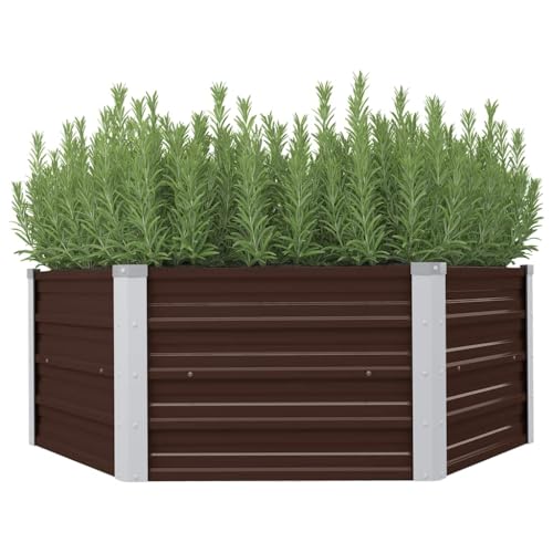 Lumanois Mesa de Cultivo de Acero galvanizado marrón 129x129x45 cm, Casa y jardín Jardín Jardinería Maceteros y jardineras, Marrón, 5.1kg