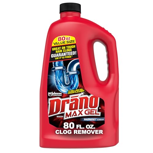 Comparison: Best Liquid Drain Cleaner For Grease 8 Drano Max Gel Drain Clog Remover and Cleaner for Shower or Sink Drains, Unclogs and Removes Hair, Soap Scum and Blockages, 80 Oz