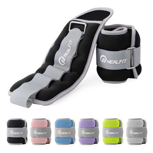 NEALFIT Pesas de tobillo para hombres, mujeres y niños, pesas de pierna, brazo y muñeca con correa ajustable para correr, gimnasia, aeróbicos, gimnasio, fitness (azul, 0.45 libras x 2)