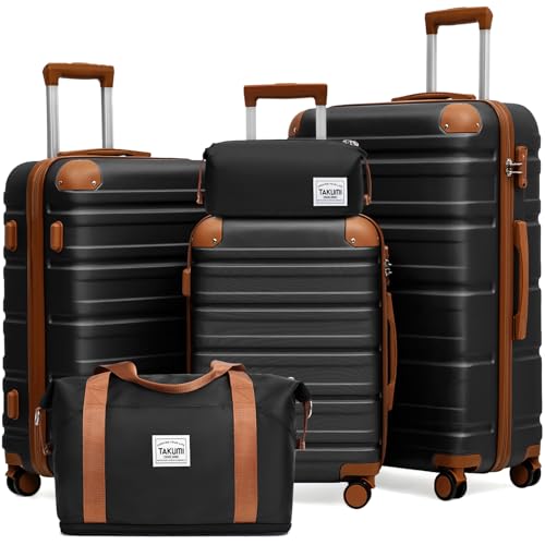 TAKUMI Luggage Sets 5 Piece Lightweight Carry On luggage with Duffel Bag ABS+PC Hardshell Suitcases...