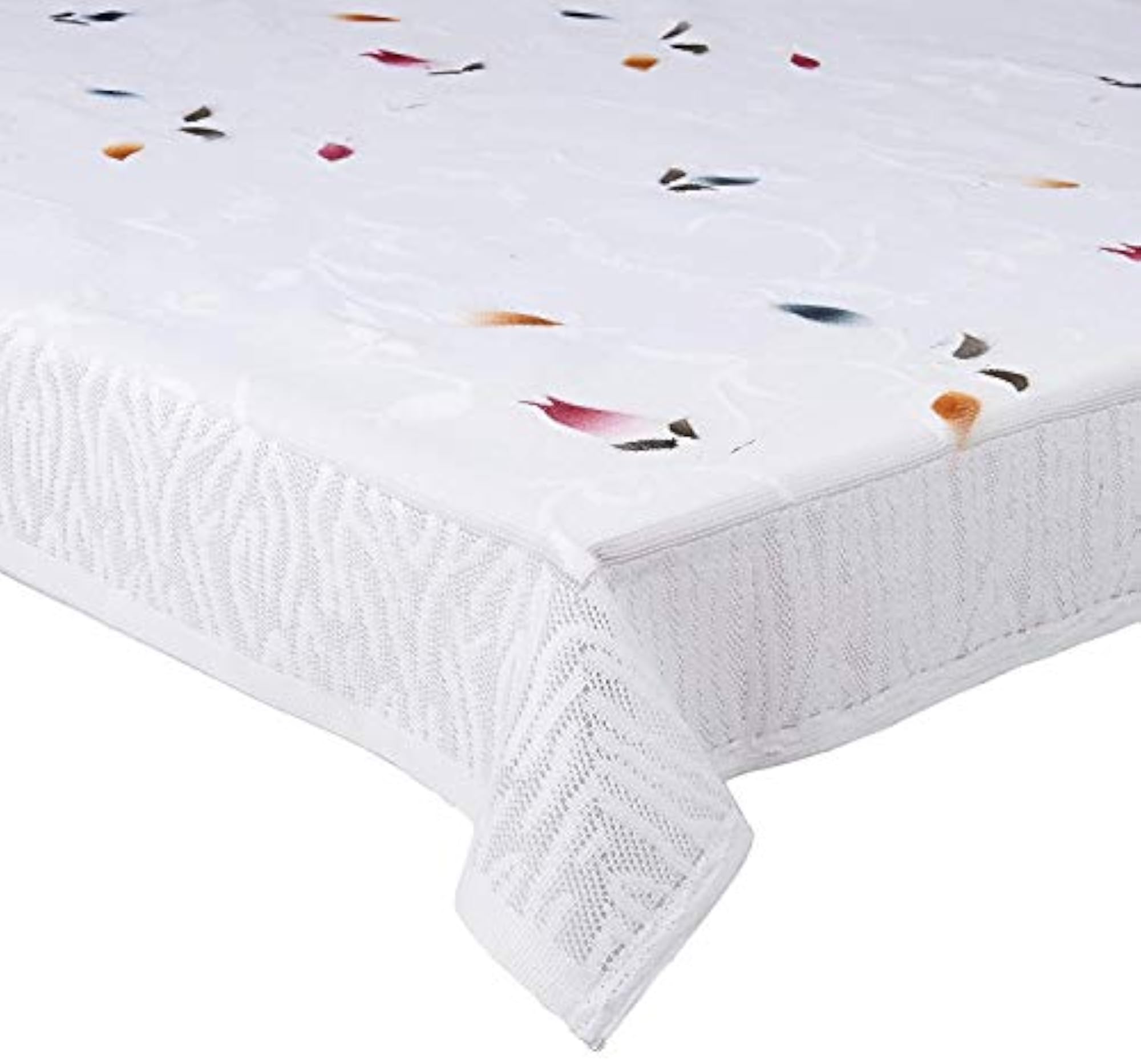 Cotton Rectangle Shape 4 Seater Table Cover, White