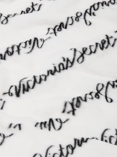 Victoria's Secret Short Cozy Robe Color White Script New3