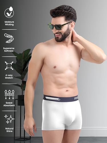 Image of Freecultr Men's Micromodal Airsoft Trunks - Anti-Bacterial, Sweat-Proof, Ultra-Soft, No Itch, No Chafing, Breathable Comfort Men's Underwear Combo Pack of 5