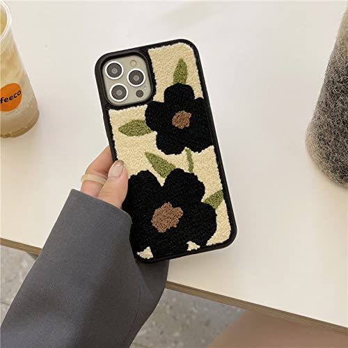 Coque iPhone 11 transparente en TPU souple avec peluche fleurs noir