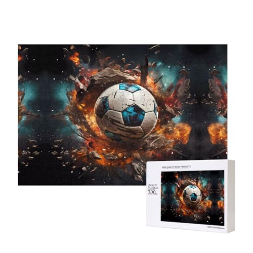 Poezjzw Pétard Football Adulte Puzzle Classique 300 Pièces Puzzle en Bois Moderne Décor Intérieur Jeu intellectuel 40 x 28 cm