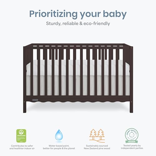 Image of Dream On Me Synergy Wave 5-in-1 Convertible Full Size Baby Crib, Chocolate