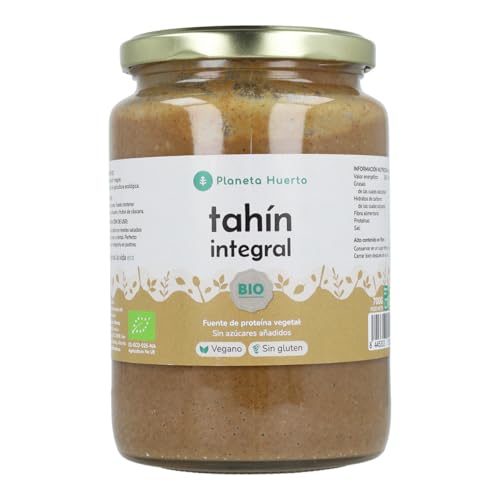 PLANETA HUERTO | Tahín Integral ECO - Pasta de Sésamo Integral y Tostada - 350 g para Repostería y Cocina Saludable