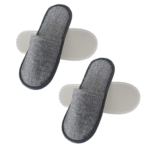Mikiuly Pantuflas Desechables, Zapatillas de viaje, Cómodas Pantuflas, Zapatillas Desechables,Tejido Respirable,puntera cerrada,para hogar y huéspedes de hotel y spa,Unisex,Gris(2 pares)