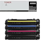 659X / 659A Lot de 4 toners multicolores compatibles avec HP W2010X W2011X W2012X W2013X.