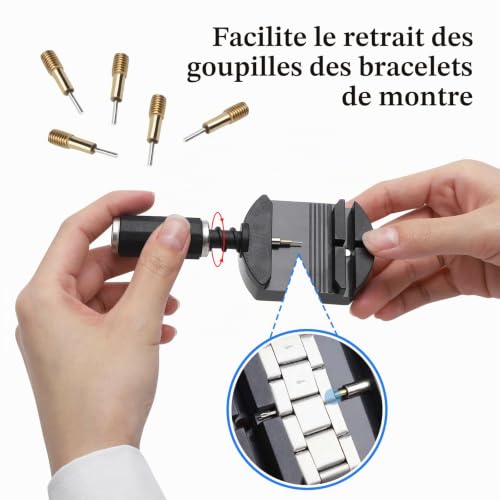GZRXIOUS Kit de réparation de montre, 11 outils de réparation de barrettes à ressort, pince à ressort, outil de bracelet de montre, outil de raccourcissement de bracelet, kit de retrait de maillons – vue 5