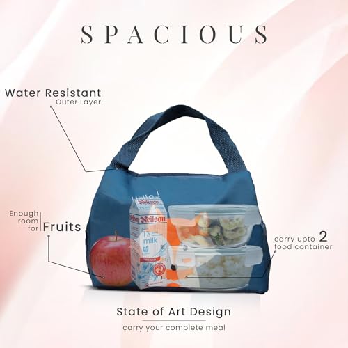 Image of The Earth Store Blue Fox Insulated Lunch Bag for Office, Men, Women | Lunch Box Bags | Travel Tiffin Bag | Polyester