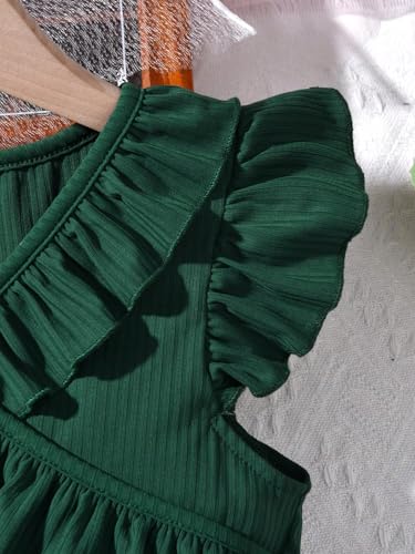 WDIRARA Girl's V Neck Ruffle Sleeve A Line Dress High Waist Mesh Tulle Dress3