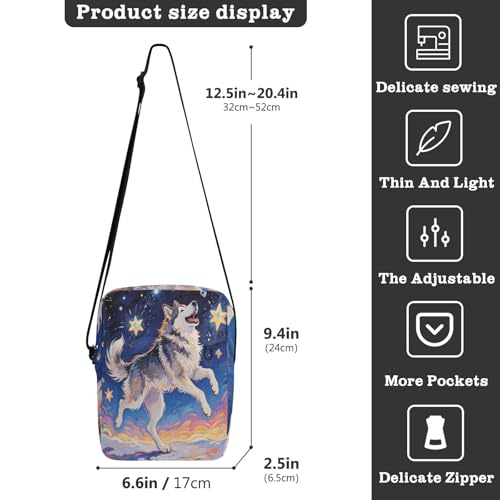 Dancing Siberian Husky Dog Oil Painting messenger bag for women Crossbody Small Bags For Women Womens Cross Body Purse Adjustable Strap for Outdoor Daily outdoor sports3