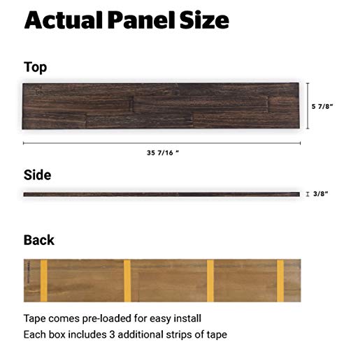 mywoodwall Non-Toxic DIY Wood Wall Paneling Brushed Grain Collection, Timeless Design, 100% FSC Certified Real Wood, Peel/Press Easy Installation, Anthracite, 10.1 sqf (7 Panels - 35-7/16" x 5-7/8")
