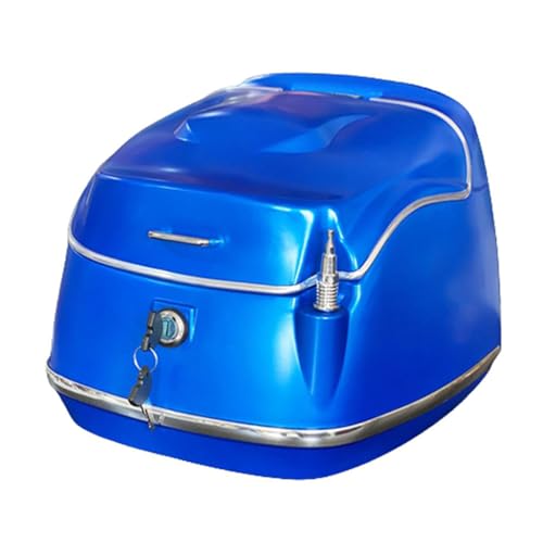 バイク用リアボックス 48L 着脱可能式 大容量 取付ベース付 トップケース バイクボックス フルフェイス対応 防振 防水 原付 簡単脱着 ブルー1