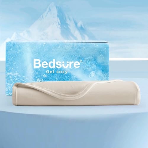Image of Bedsure Silky Soft Cooling Blanket Queen Size, 90 inchx90 inch, Beige