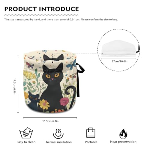 Image of Xoenoiee Tea Cozy Cotton Tea Cosy for Teapots Black Cat Buttefly Floral Art Pattern Keep Warm Teapot Cover Insulated Kettle Cover for Home Kitchen Table Decor