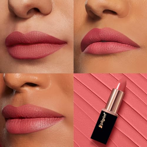 Image of Pilgrim Matte Me Up Bullet Lipstick 4.2g | Creamy, Lightweight, Bold, Non Drying | SPF 30 | Enriched With Hyaluronic Acid & Spanish Squalane | Lipstick for dusky skin tone | Pink Romance -14