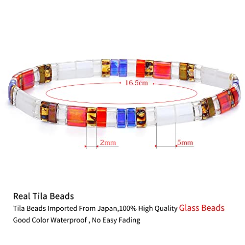 Image of KELITCH Women Pearl Beaded Bracelet Tila Stretch Bracelets Candy Colors Friendship New Jewelry