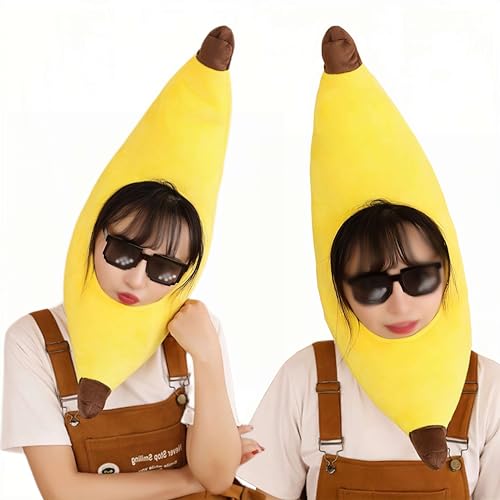 FesFun Banana hat animal costume accessories cap funny gift halloween easter party birthday christmas head cover mask headgear hood headpiece clothing kids adult children women cosplay