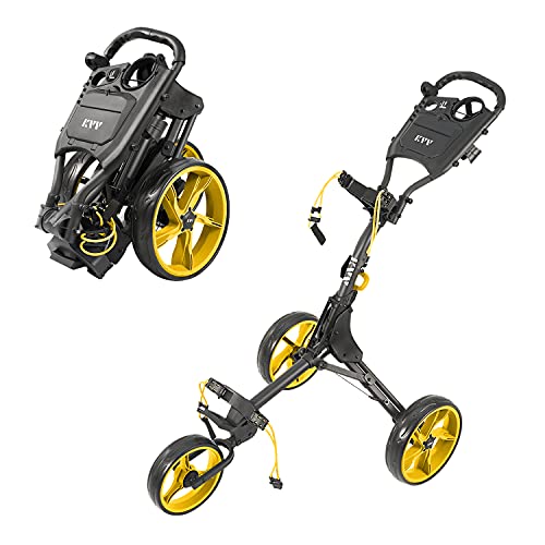 Image of KVV 3 Wheel Golf Push Cart Ultra Lightweight Smallest Folding Size, New-Version Scorecard Holder