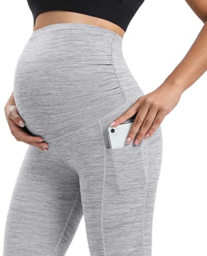IUGA Maternity Leggings Over The Belly Buttery Soft Maternity Yoga Pants with Pockets Pregnancy Leggings for Women Activewear - Image 5