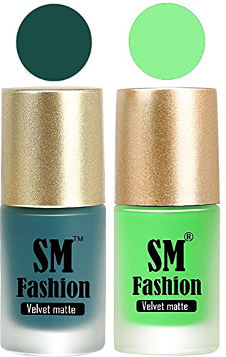 Image of Nail Polishes, See Green-Lime Velvet Matte Nail Paint Combo Set of 2 Pcs 7ml each