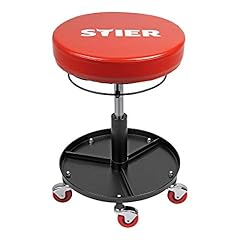STIER Rollhocker für die Werkstatt, höhenverstellbar, Arbeitshocker mit gepolsterter, komfortabler Sitzfläche, Drehhocker, Werkstatthocker, stabile Bauweise