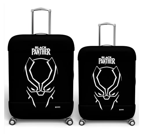 Image of Kuber Industries Marvel Black Panther Luggage Cover | Polyester Travel Suitcase Cover | Washable and Stretchable Suitcase Cover | 18-22 Inch-Small | 22-26 Inch-Medium | Pack of 2 | Black