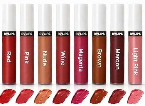 Women's Waterproof Matte Lipstick Collection | 8 Shade Liquid Lipstick Set | Smudge Proof Transfer Resistant Lip Color Combo with Lightweight Comfort Formula-image-29