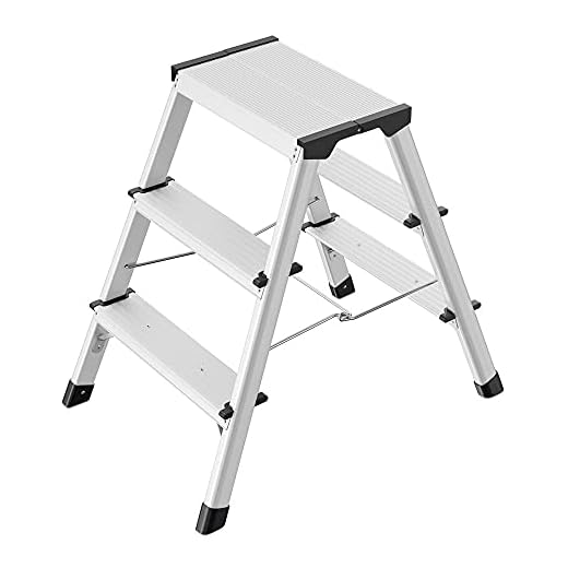 Hailo D60 StandardLine aluminium vouwladder - 2 x 3 treden belastbaar tot 150 kg - trapladder met klapblokkering - voeten met soft-grip zool - ruimtebesparend inklapbaar - aluminium ladder roestvrij -