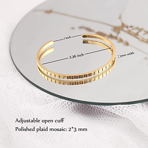 PEARLADA 18k Gold Cuff Bracelet for Women, Chunky Open Bangle Adjustable Bracelet, Trendy Statement Jewelry4