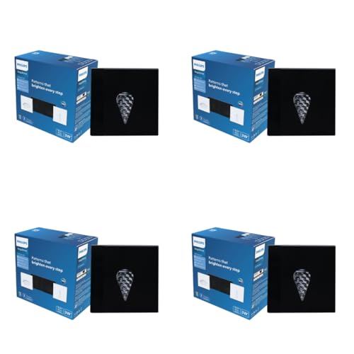 Image of Philips 3W LED StepShine Step Light for Indoor & Outdoor Use | Black Drop Design | Ideal for Staircase, Corridor & Pathway Lighting | Warm White, pack of 4