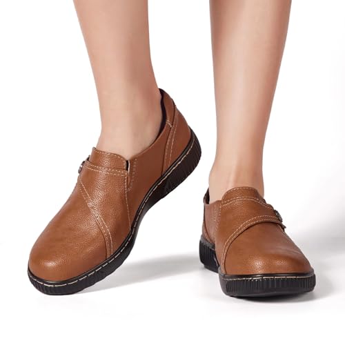 Image of Women Casual Slip on Leather Loafers Dress Walking Shoes