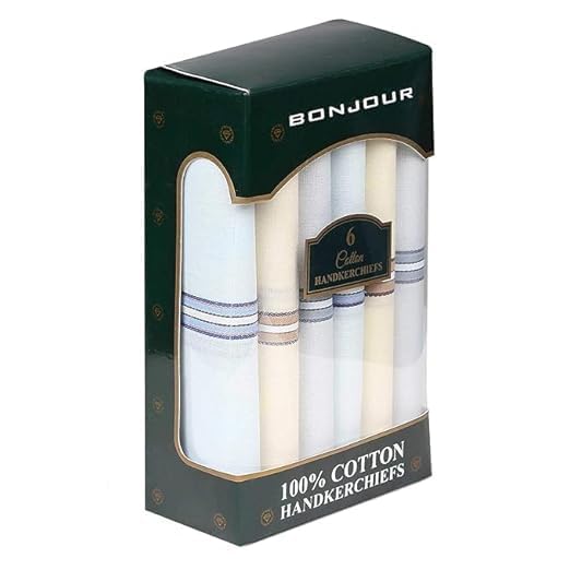 bonjour Mens Formal Cotton Pack of 6 Handkerchief in multicolor-picture-32