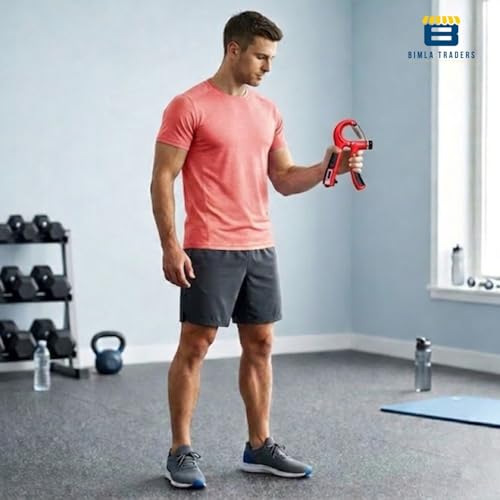 Image of CRAE Hand Gripper with Counter - Adjustable Grip Strengthener, 60 KG Capacity for Forearm, Wrist & Finger Workout Men & Women (Red)