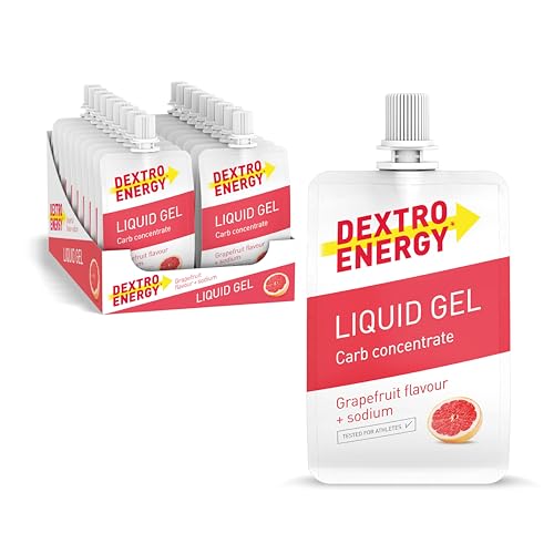 Dextro Energy Liquid Gel Grapefruit + Natrium - 18x60 ml (18er Pack) - High Carb Energy Gel zur schnellen Kohlenhydrate Versorgung + 240 mg Natrium