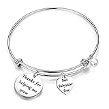 FEELMEM Babysitter Gift Babysitter Bracelet Thanks for Helping Me Grow Expandable Bangle Appreciation Gift (Silver)