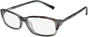 Trussardi 12504 For Ladies/Women Designer Full-Rim Shape Exclusive Modern Hip Eyeglasses/Spectacles 54-15-135, Transparent Gray/Teal
