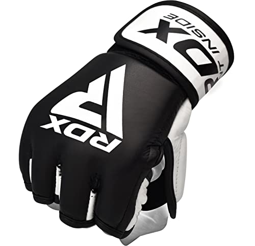 Rdx Mma Gloves Sparring Martial Arts Grappling Cowhide Leather Training Ufc Cage Fighting Combat Punching Bag Gel Mitts,Black,Large #TOP7
