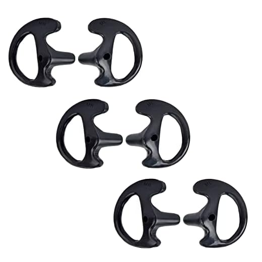 HYSHIKRA Silicon Earmold Ear pier Replacement Earmold Earbud Earplug for Motorola Kenwood Two-Way Radio Law Enforcement Earpiece Air Acoustic Coil Tube Audio Kits (Black 3Pairs Medium)