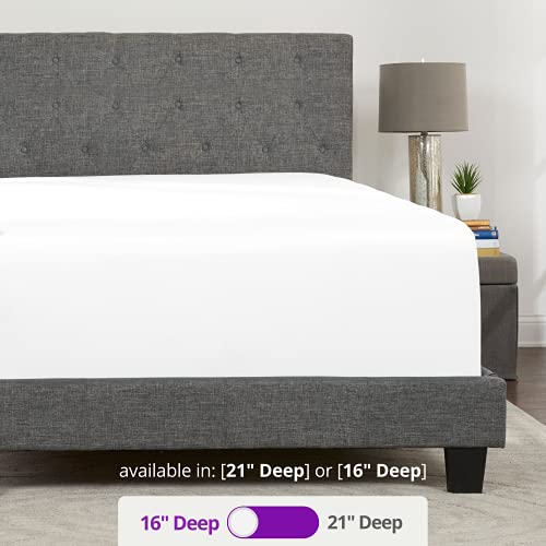 DeaLuxe White FittedSheet Only - Real 16 in Deep Pocket Fitted Sheet-Best Fit for 14'-18' Deep Pocket Mattresses-Soft Easy Care Bottom Fitted Bed DeaLuxe Bedding Sheets Only-Queen Size-Bright White