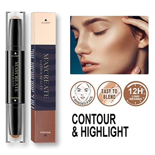 4 Pack Highlight Concealer Contour Stick, Face & Nose Shadow Highlighting Stick, Shadow Cream Pen Body Shading Makeup Stick Set 2 In 1 Bronzer Contour Highlight Stick #TOP1